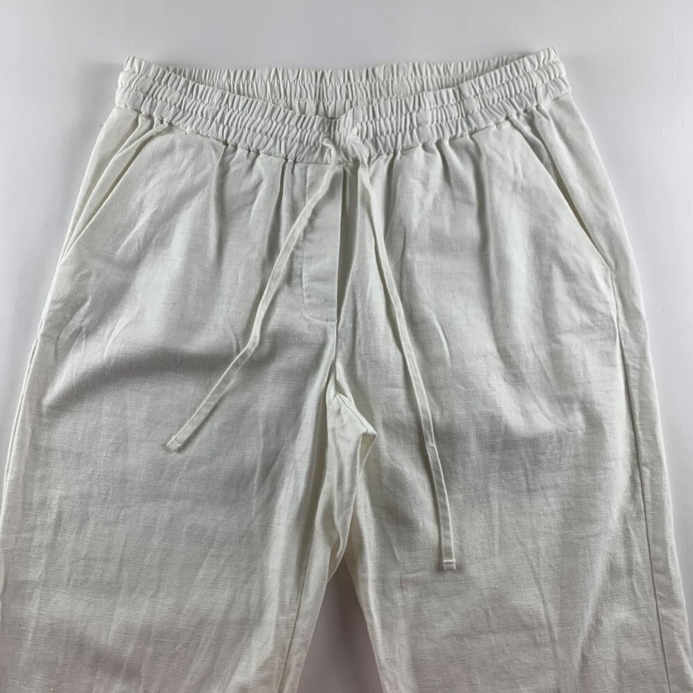 J. Crew White Linen High Rise Ankle Pant 10 - Picture 2 of 7